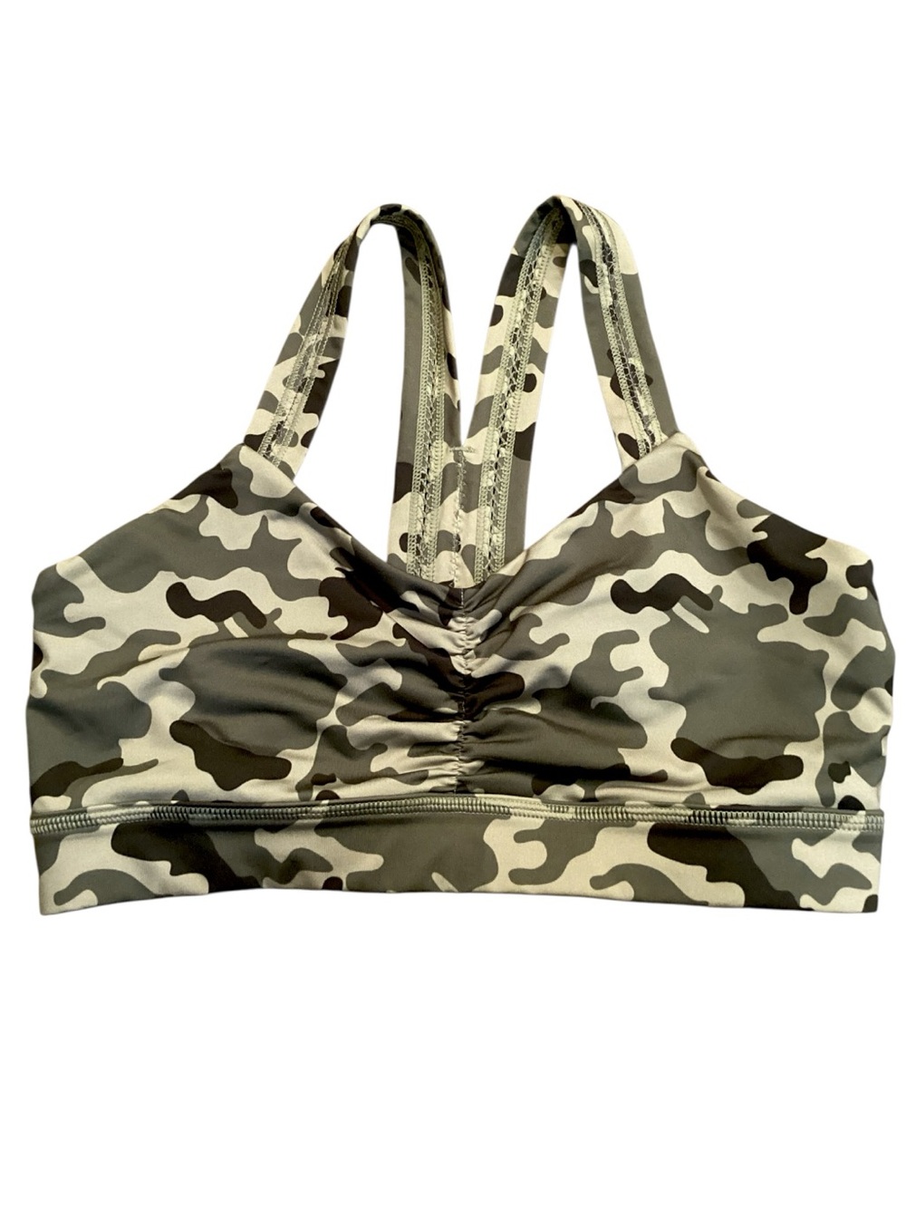 Handful Green Camo Y Back High Impact Sports Bra Medium